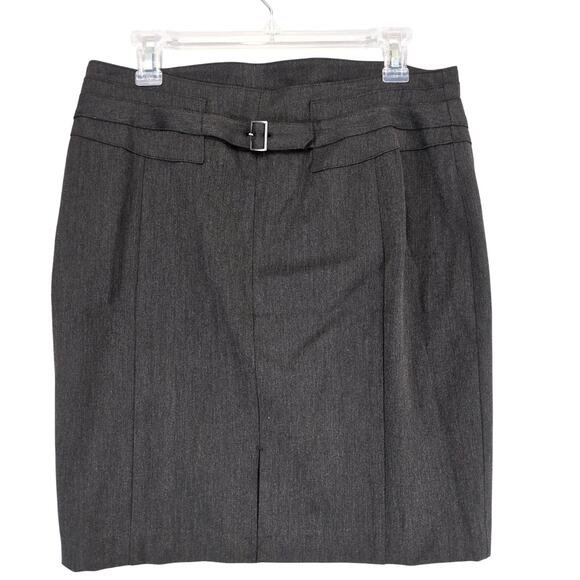 NWT Express Sz 10 Gray Paneled Short Pencil Skirt with Back Buckle Career Edgy - Picture 2 of 6